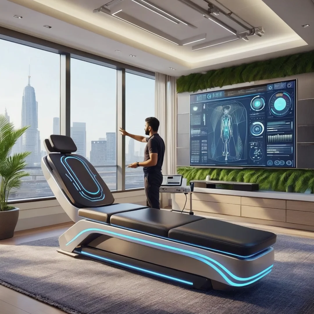 Modern chiropractic technology representing laser therapy marketing for clinics