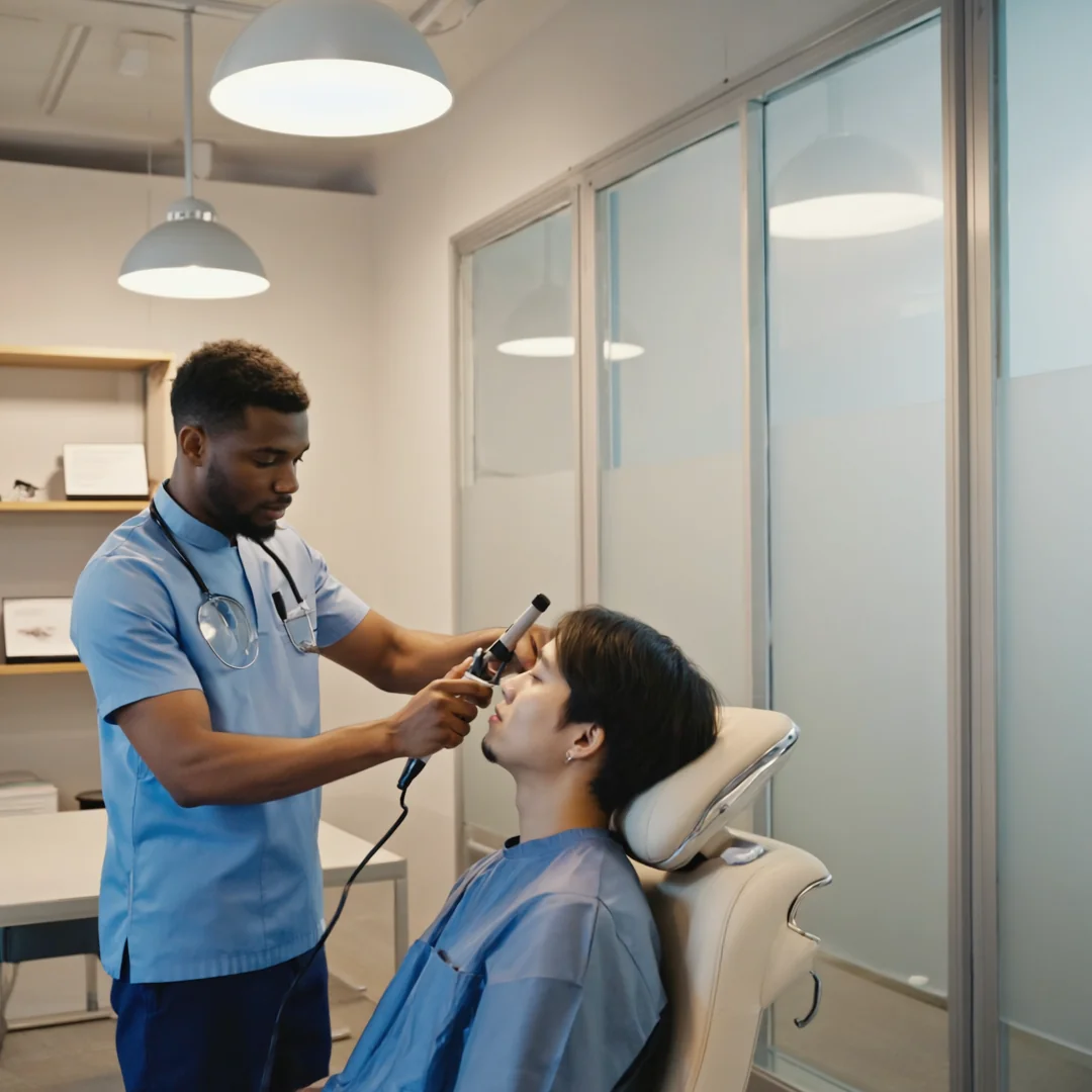 Chiropractors treating office workers as part of a corporate wellness program