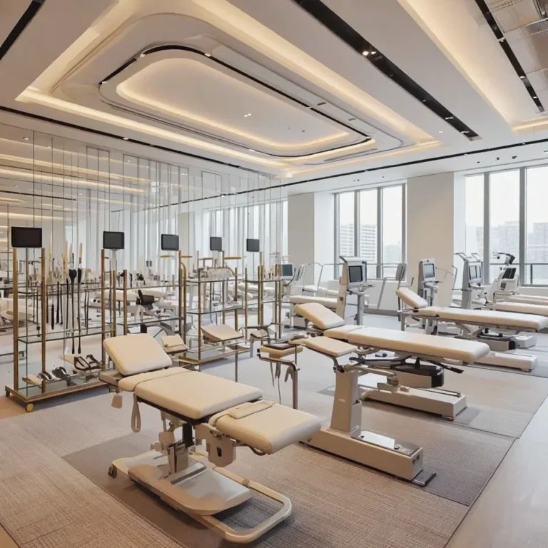 Modern chiropractic treatment equipment in a clinic showroom for spinal decompression marketing